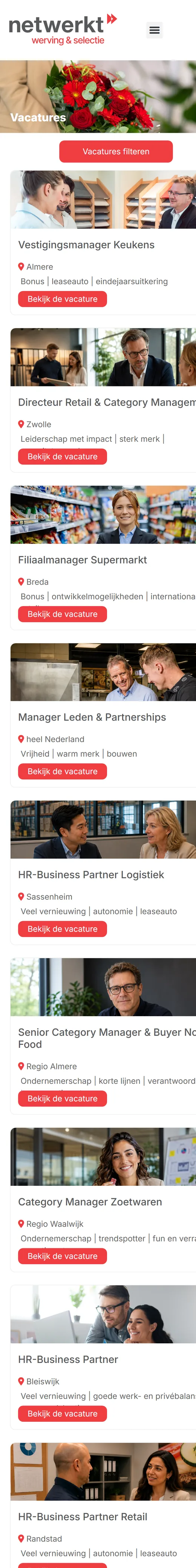 De website van NETWERKT op een telefoon