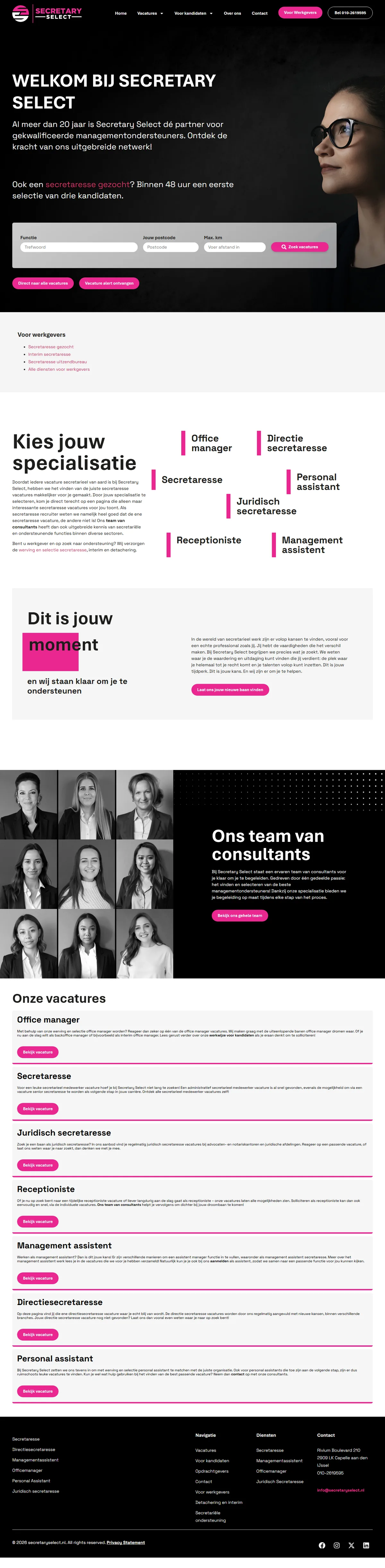 De website van SECRETARY SELECT
