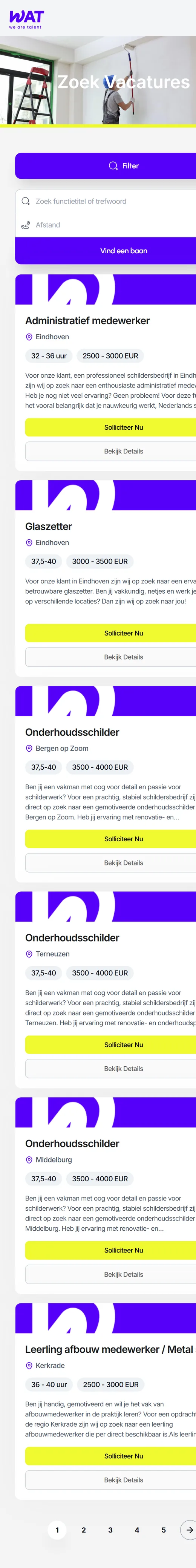 De website van WAT WERKT op een telefoon